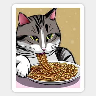 Cat Eating Spaghetti Sticker